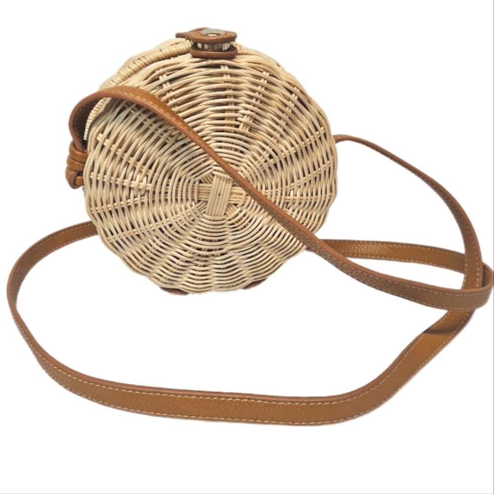 Boho Woven Wicker Canteen Crossbody Bag - Picture 8 of 17